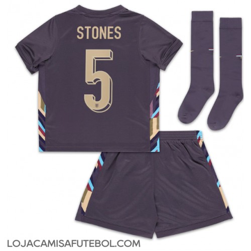 Camisa de Futebol Inglaterra John Stones #5 Equipamento Secundário Infantil Europeu 2024 Manga Curta (+ Calças curtas)